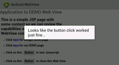 Android WebView Alert Example